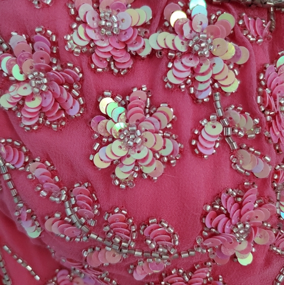 Sean Collection Pink Floral Iridescent Sequin Gown - Picture 4 of 9